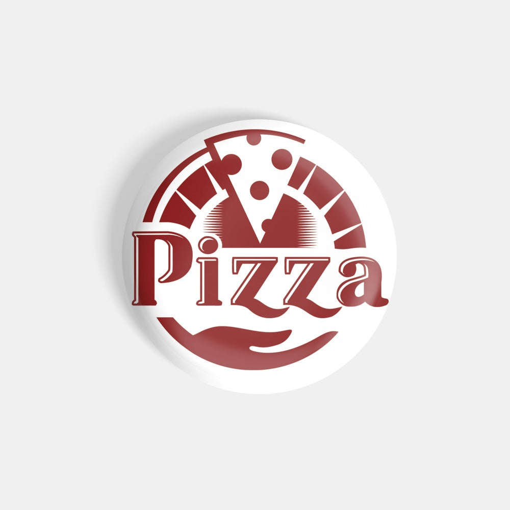 dhcrafts Round Fridge Magnet White Food Lovers Pizza D5 Glossy Finish Design Pack of 1 (58 mm)